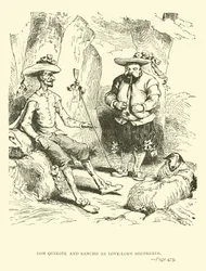 Don Quichot en Sancho als verliefde herders